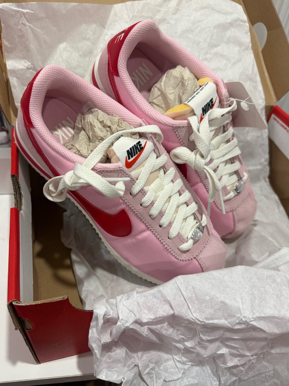 Nike Women's Cortez Pink & Red Low-Top Retro Sneakers